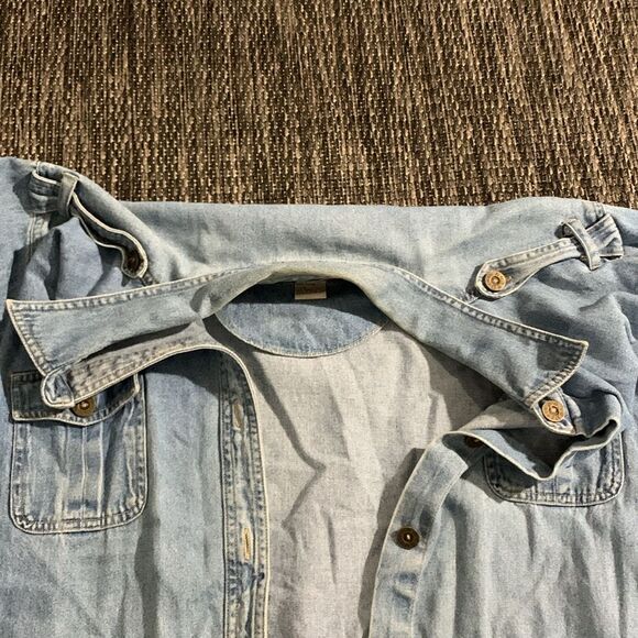 Denim & Co button up cinch waist vintage denim jacket - Picture 7 of 7